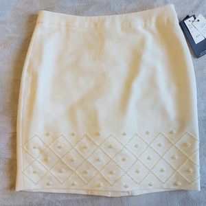 RW&CO Ivory Skirt Sz 6 Beaded Detail